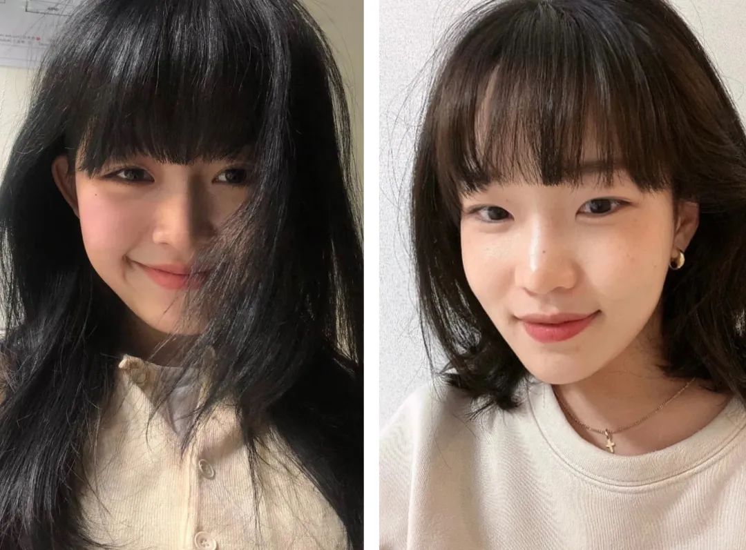 女生齐刘海和中分哪个更减龄,2021减龄最火发型齐刘海