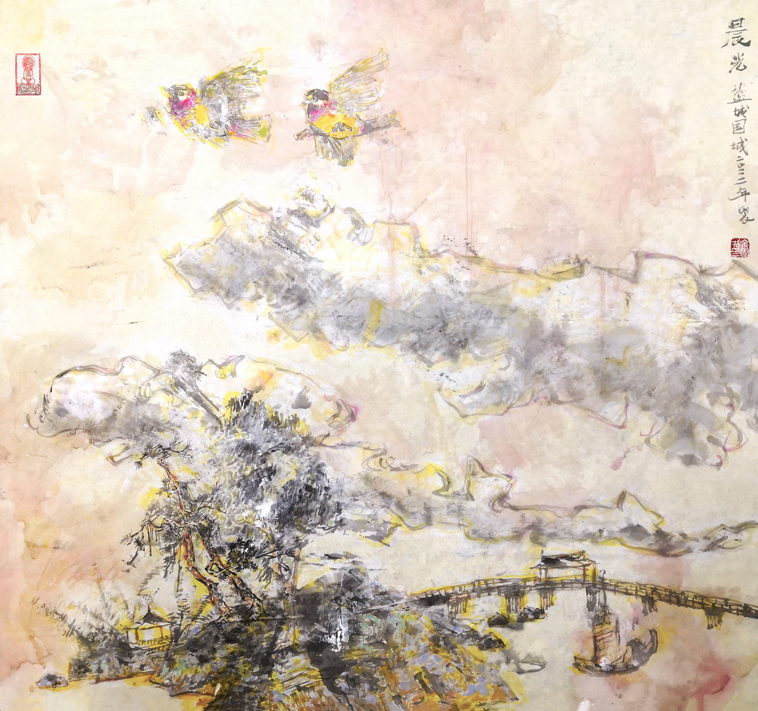 *坐静**夏夜听鸣蝉——余国城壬寅年初夏水墨画新作欣赏