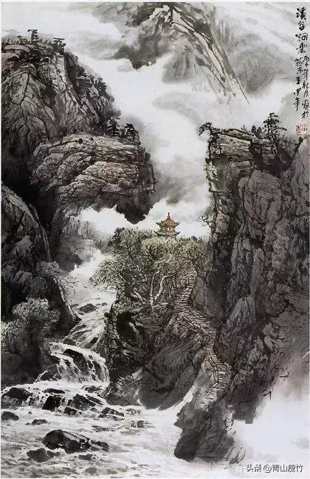 竖幅山水画图片大全精品,陈学良山水画精品欣赏40幅