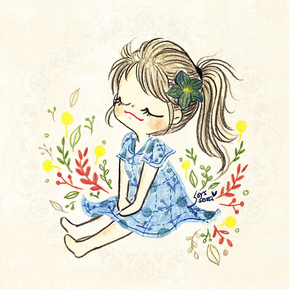 彩铅绘画7-15岁简笔画可爱又简单,可爱彩铅简笔画简单的少女