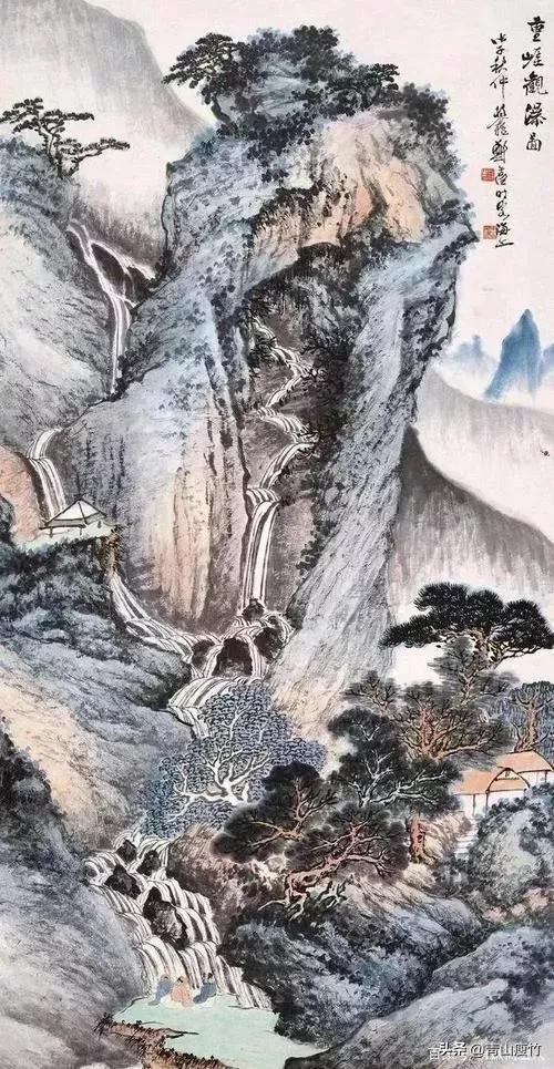 竖幅山水画图片大全精品,陈学良山水画精品欣赏40幅