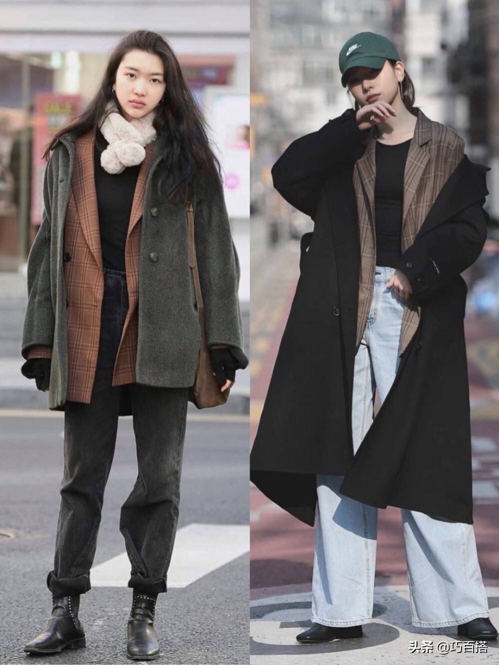 韩国穿搭街拍秋冬小个子,韩国街头穿衣搭配冬季街拍