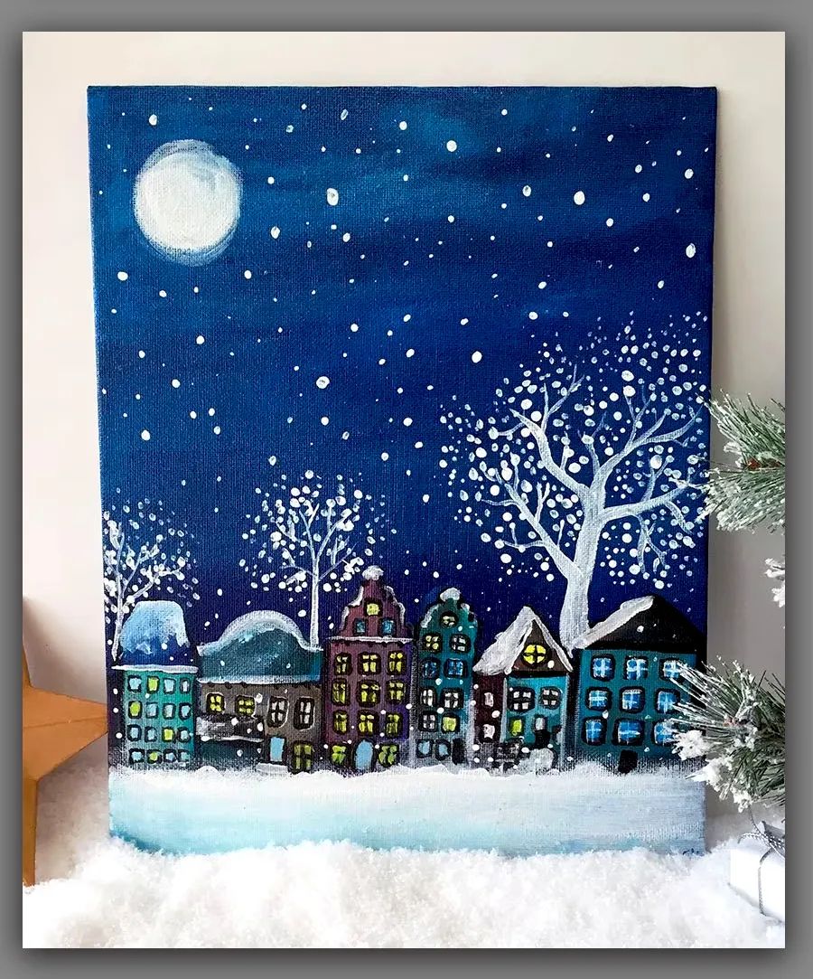 水粉画冬日初学简单雪人,冬日水粉画课件儿童6-12岁