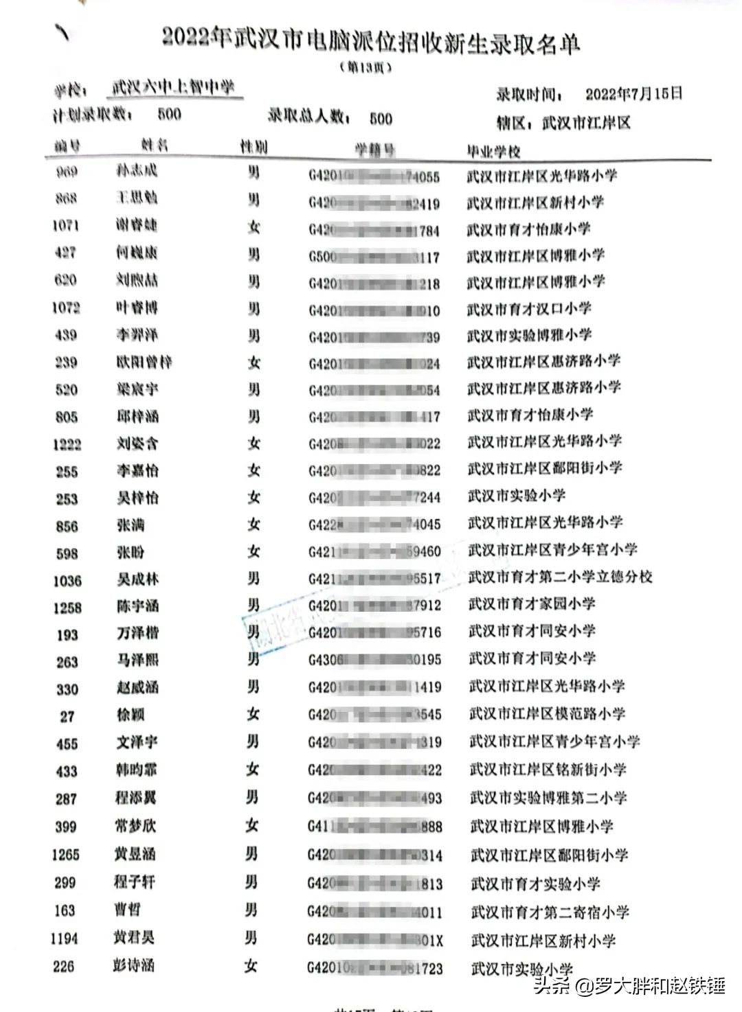 2020年武汉市小升初电脑派位,武汉市江汉区小升初电脑派位结果