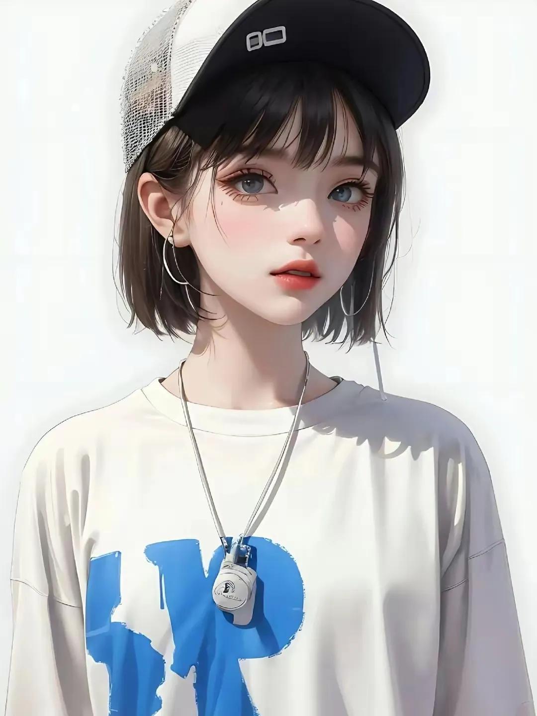 女生卡通头像简约气质短发,短发女人专用微信头像卡通