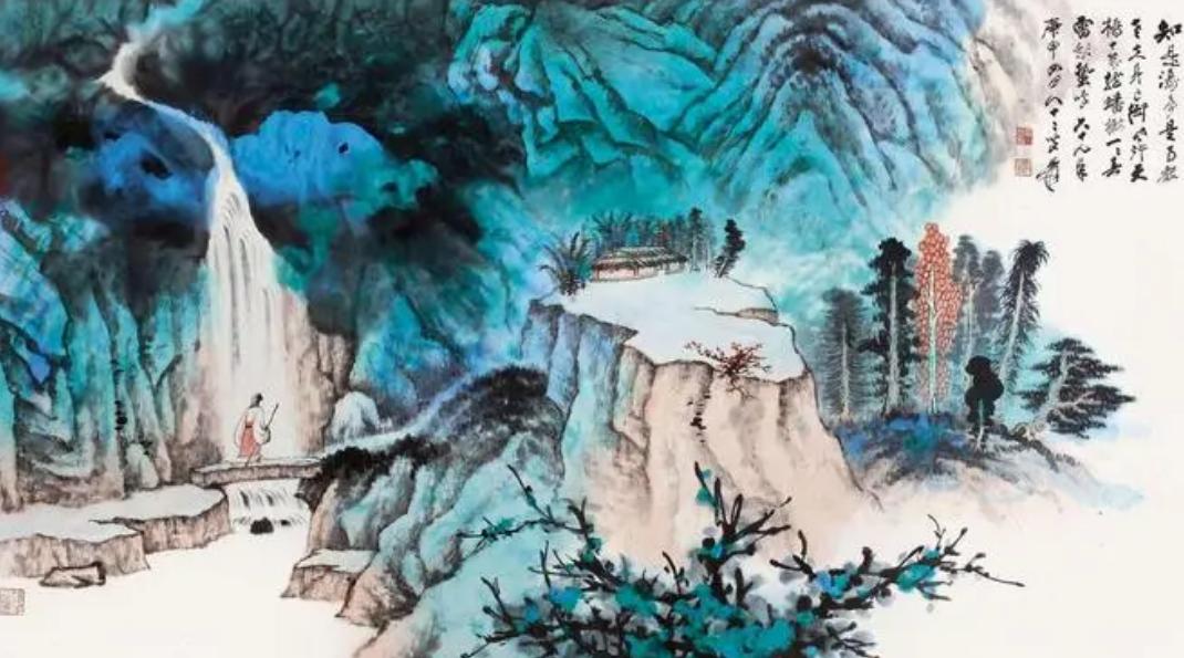 张大千的泼彩山水步骤,张大千泼墨泼彩山水赏析