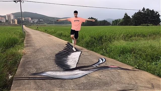 小伙画3d画太真实,民间画家3d画