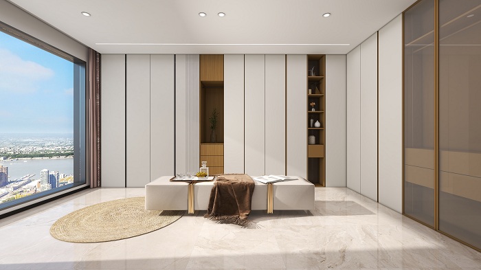 大王椰摩登灰橡效果图,大王椰经典胡桃卧室搭配