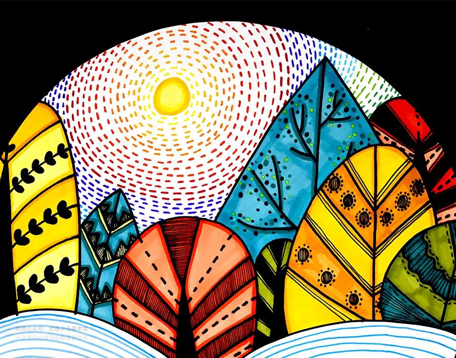 儿童画教程水彩笔涂色技法练习,儿童画教程水彩笔