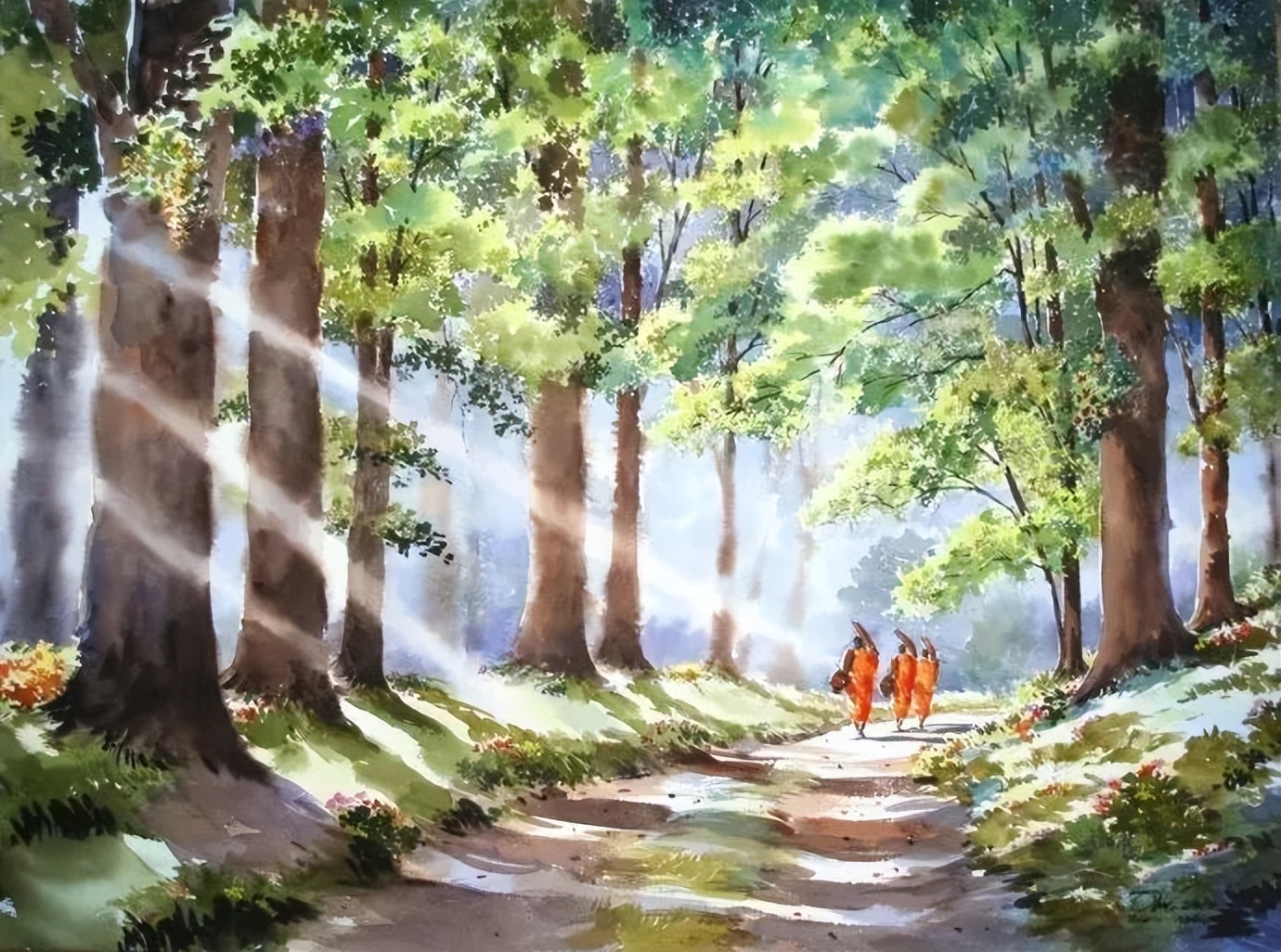 泰国水彩,泰国水彩画家绘画过程