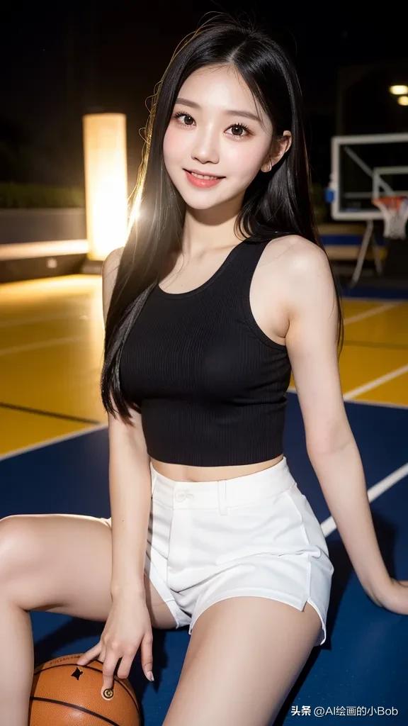 手中拿着篮球ai绘画,打篮球的男生和女生绘画教程