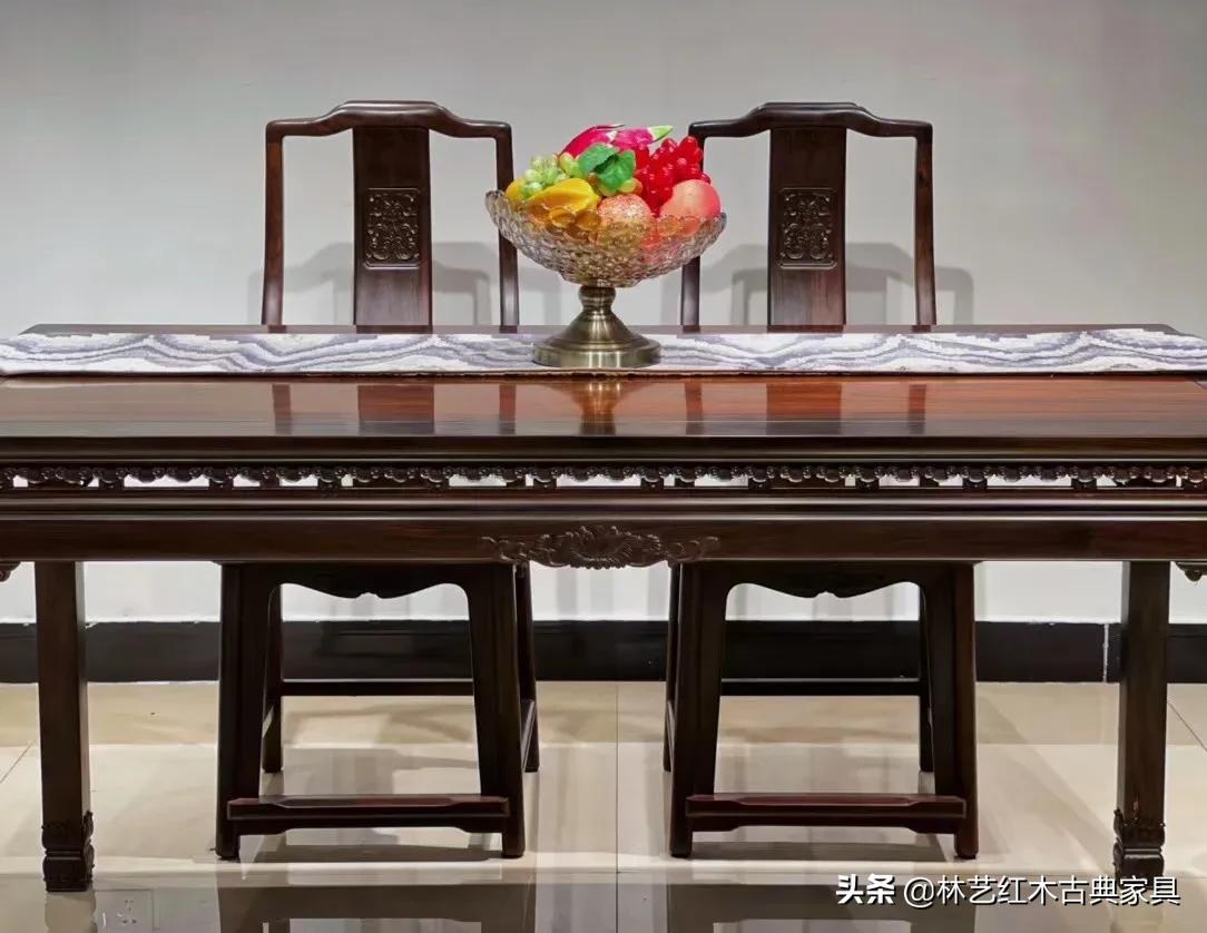 苏式大红酸枝明式餐桌,大红酸枝方餐桌七件套