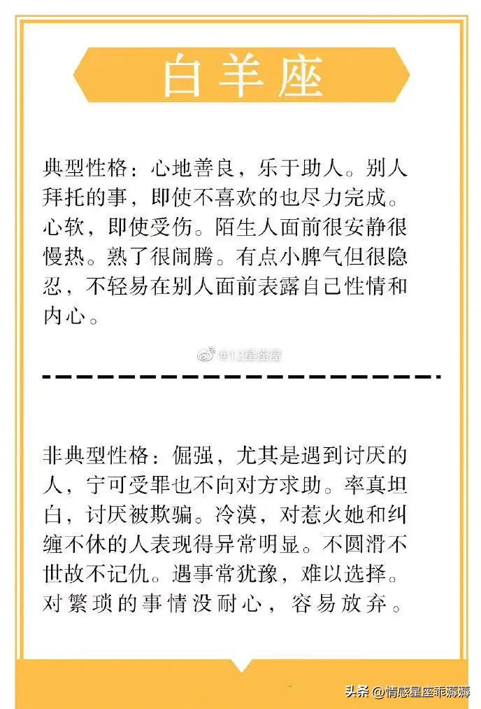 十二星座之白羊座的十大性格特点,十二星座真实性格和假性格一览表