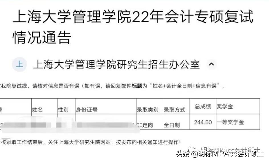 上海大学MPAcc会计专硕一等奖学金学长教你如何备考