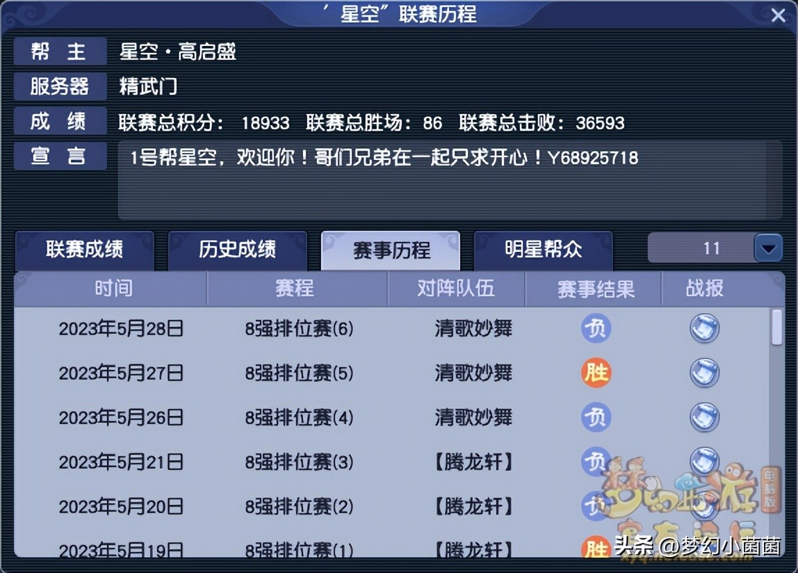 第18届帮派联赛决赛冠军,帮派联赛11联决赛