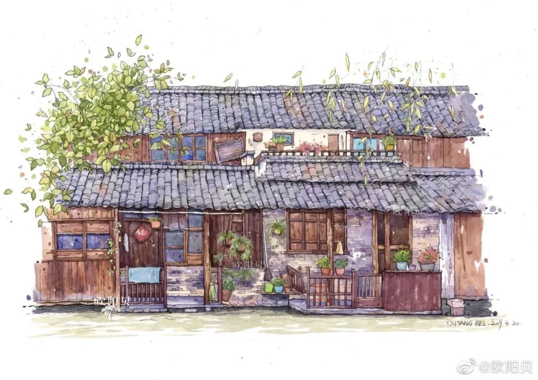 95后女孩画山水画,95后女大学生画山水课堂