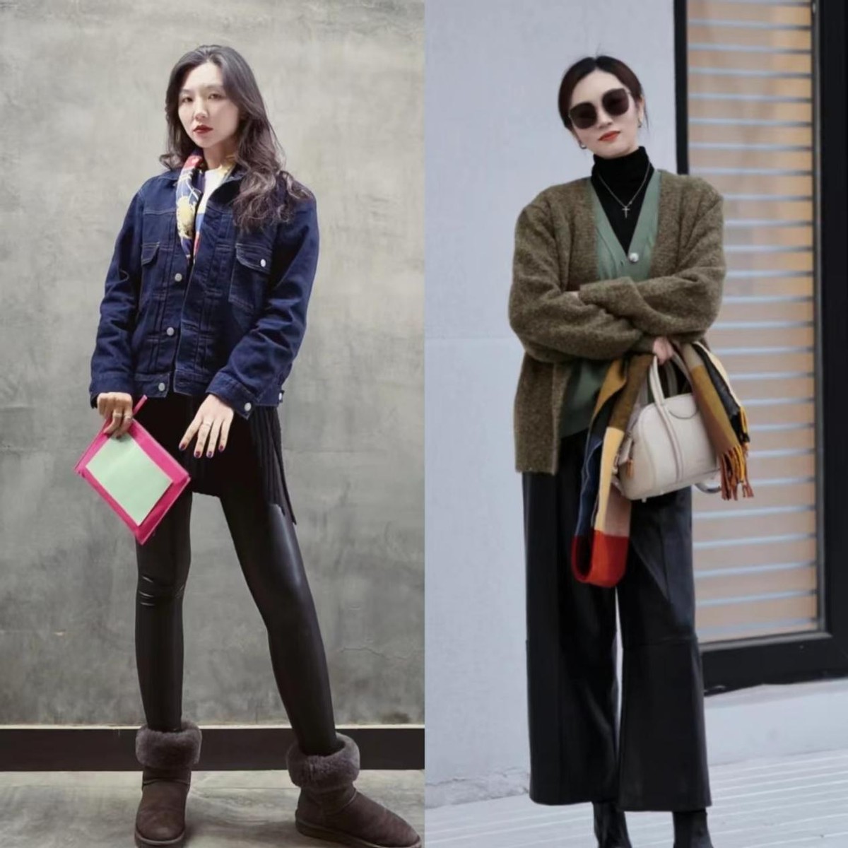 哈伦皮裤搭配羽绒服好看吗,皮裤穿搭冬季配羽绒服