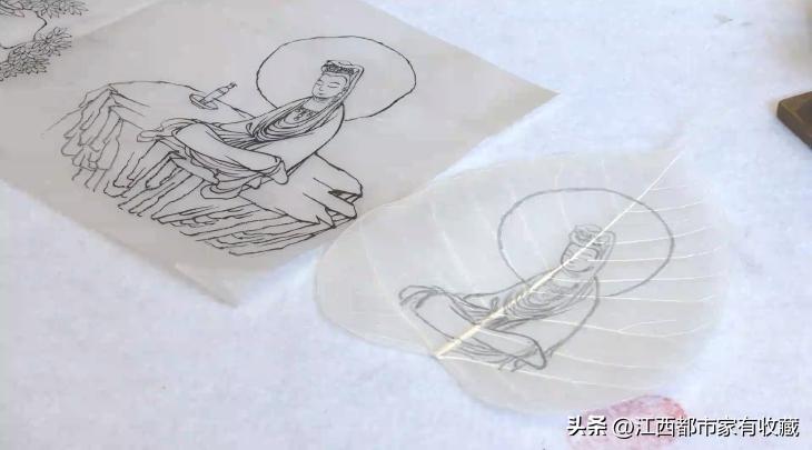 在叶子上画叶脉,叶脉作画