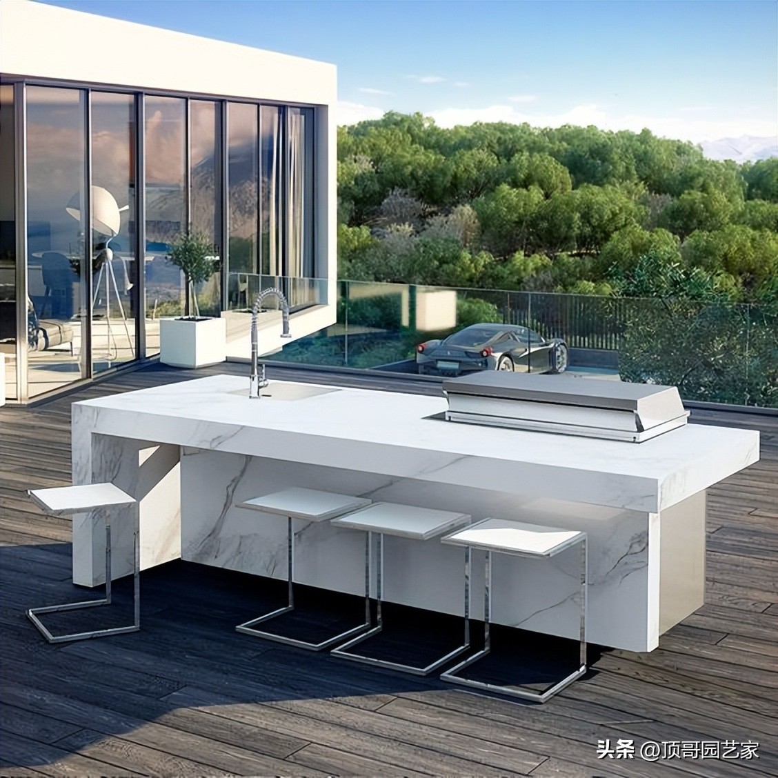 露台开放式吧台设计,花园吧台设计效果图