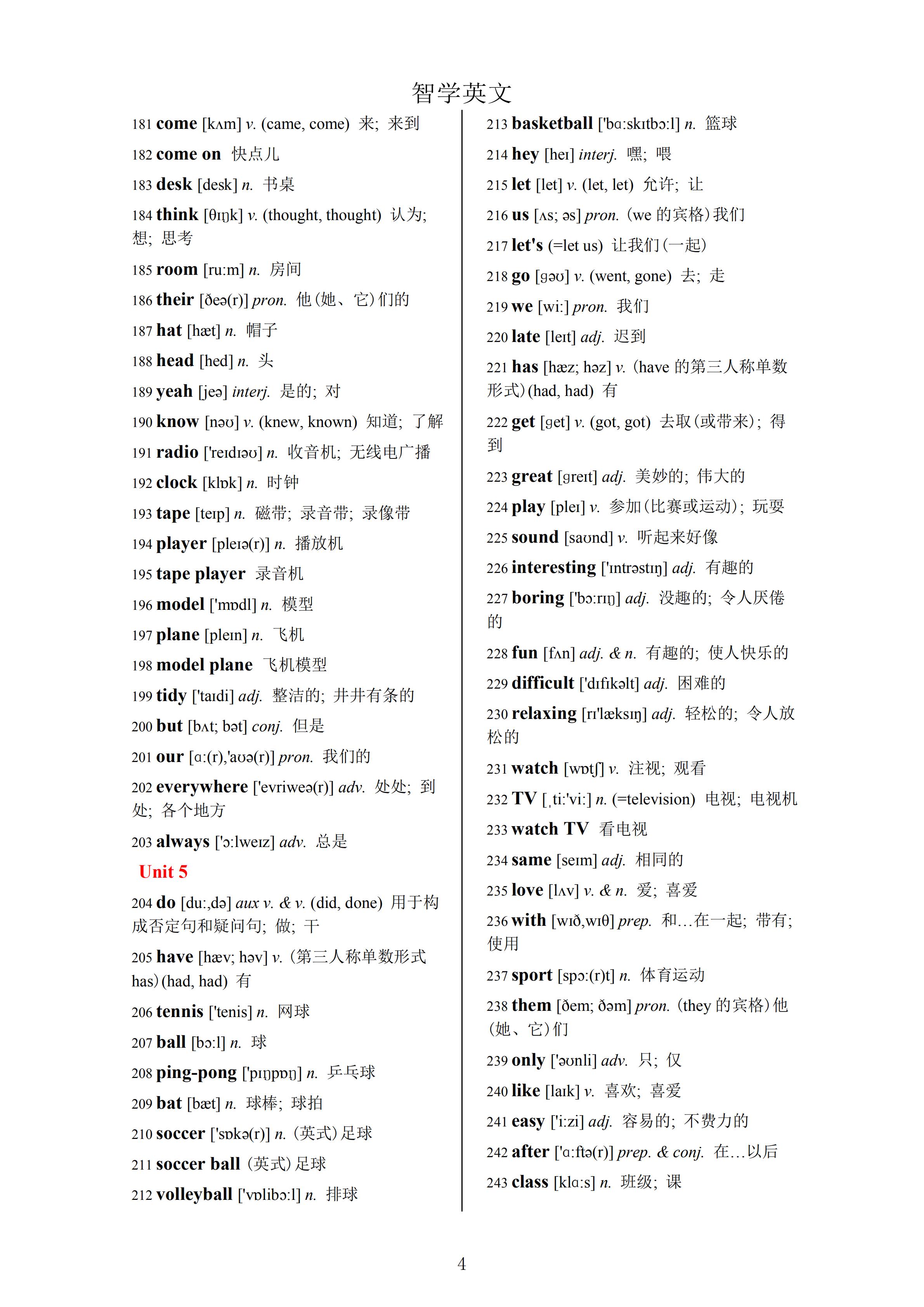 初中英语单词速记50-80词,初中英语单词词汇表24页
