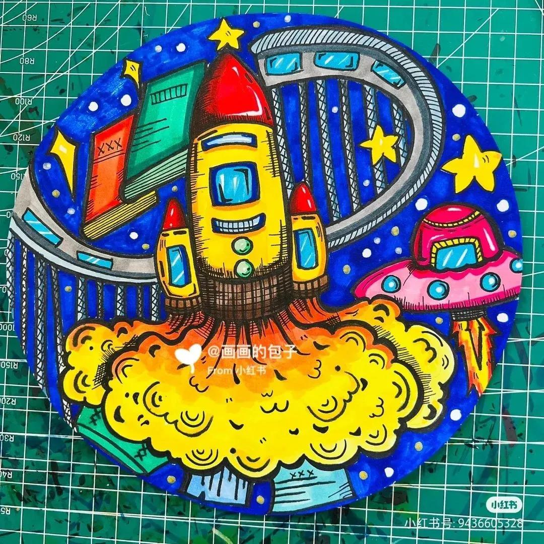 关于中国航天科技创新的绘画,描绘中国航天未来发展绘画