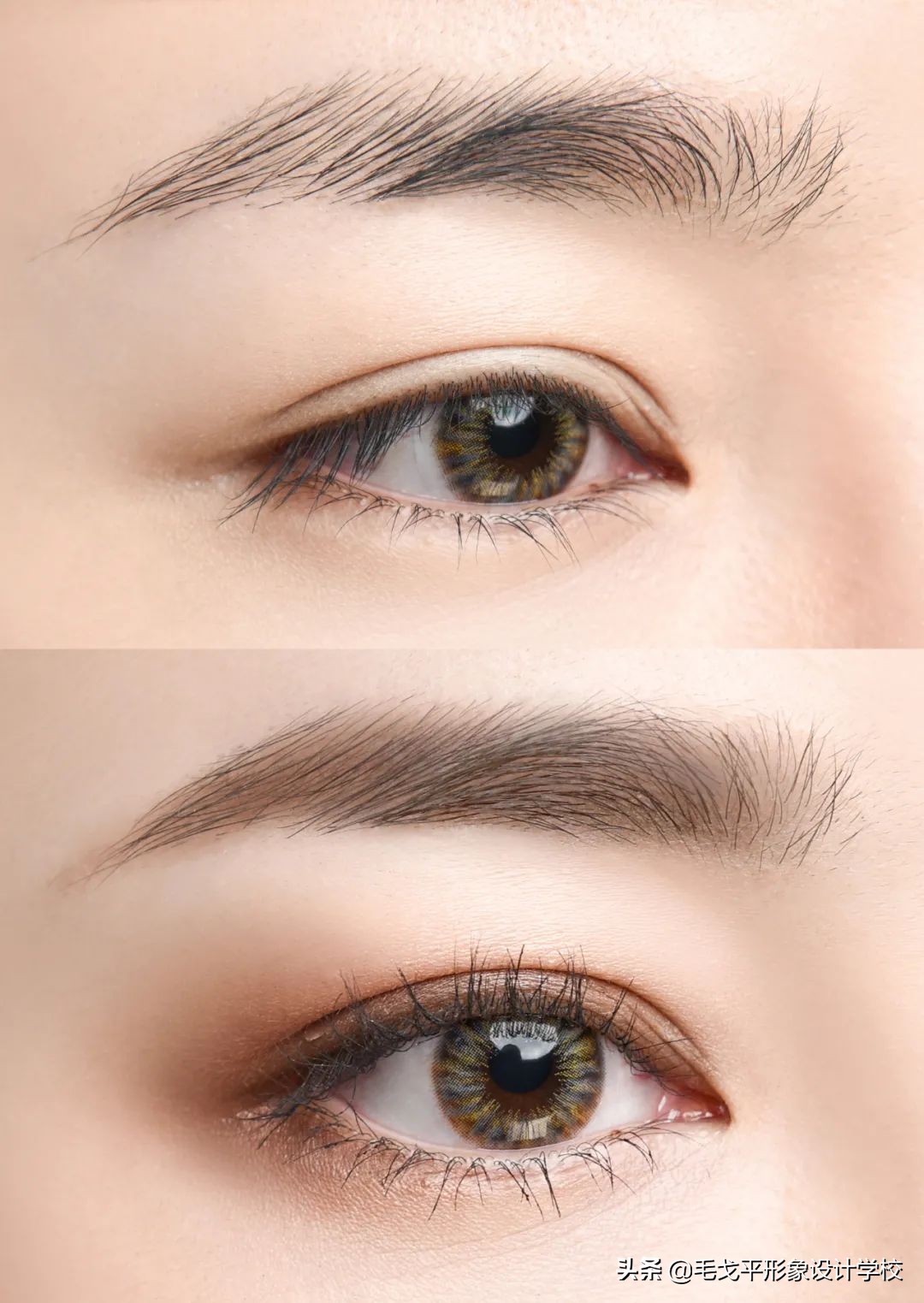 缩眼距眼妆画法,增大眼睛的眼妆画法