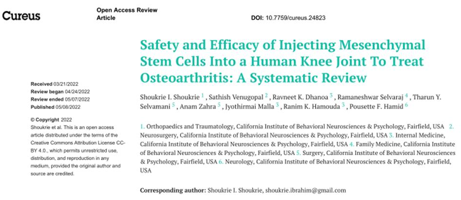 新综述提供高级别证据！干细胞成为骨关节炎新一代治疗方案