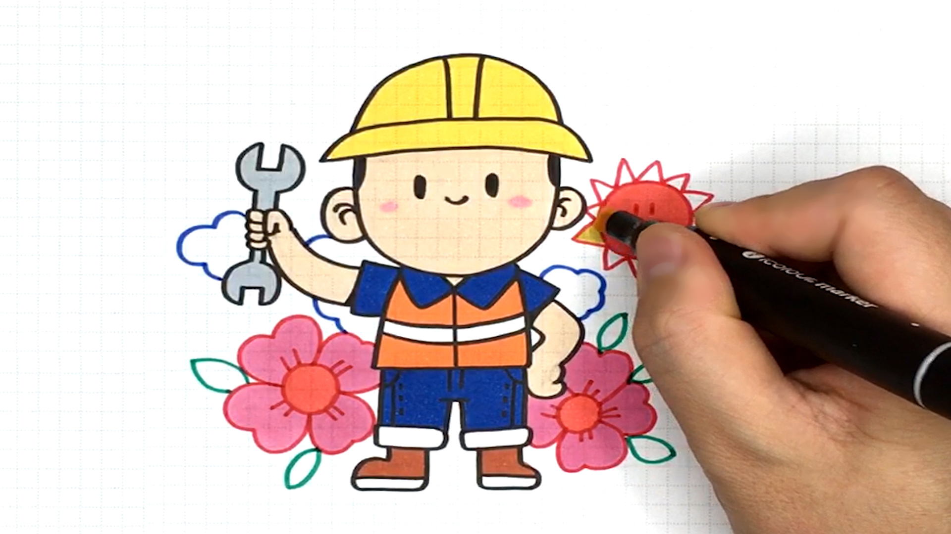 简单卡通工人简笔画,工人叔叔简笔画幼儿园