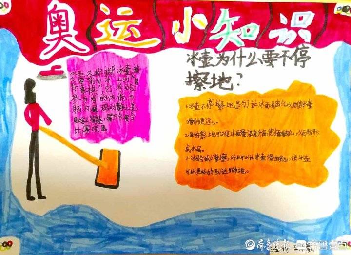 学生冬奥手抄报冰墩墩,学习冬奥榜样弘扬冬奥精神手抄报