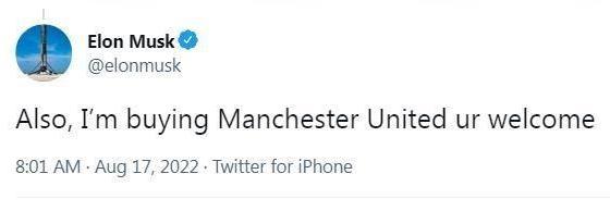 马斯克称不会购买任何体育队伍,马斯克真的要收购曼联吗